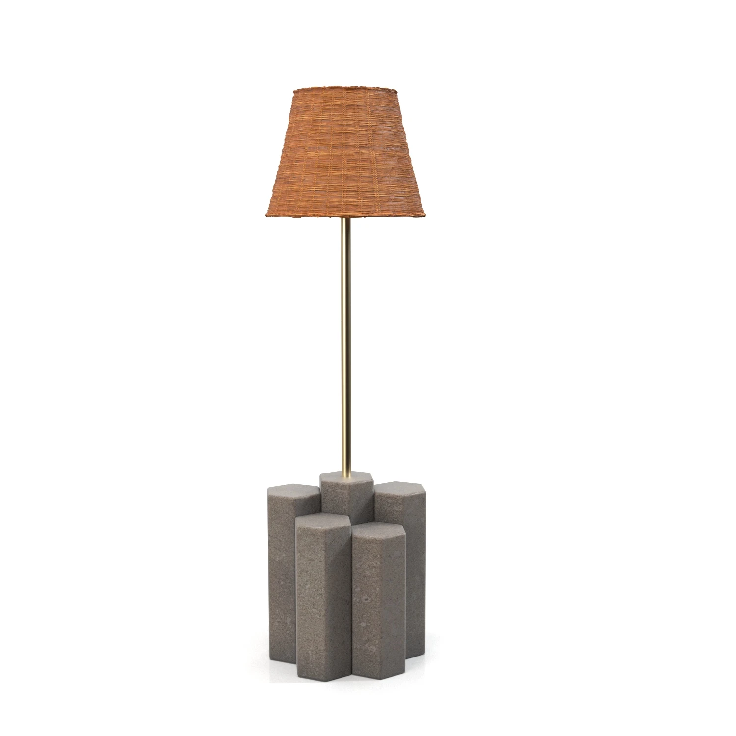 Metal Buffet Rattan Shade Lamp 3D Model_01
